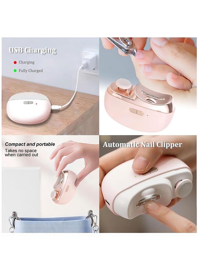 JCB CHIC Electric Nail Clipper, Nail Trimmer Nail Polisher 2 in-1, Automatic Nail Clipper 2 Speed Fingernail Clippers Nail File with Light, Women Manicure Set Nail Clippers for Baby Kids Seniors Weak Hands - Image 2