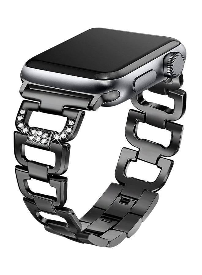 ISank Bling Replacement Sport Wristband For Apple Watch Series 3/2/1 Black/Clear - Image 2
