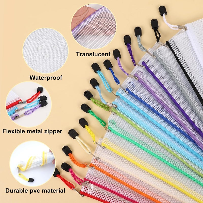 EOOUT Pencil Pouch 30pcs 9.5x4.5 Inches Small Mesh Zipper Pouch in 15 Colors for Bill Travel Tickets Storage and Office Supplies Storage - Image 4
