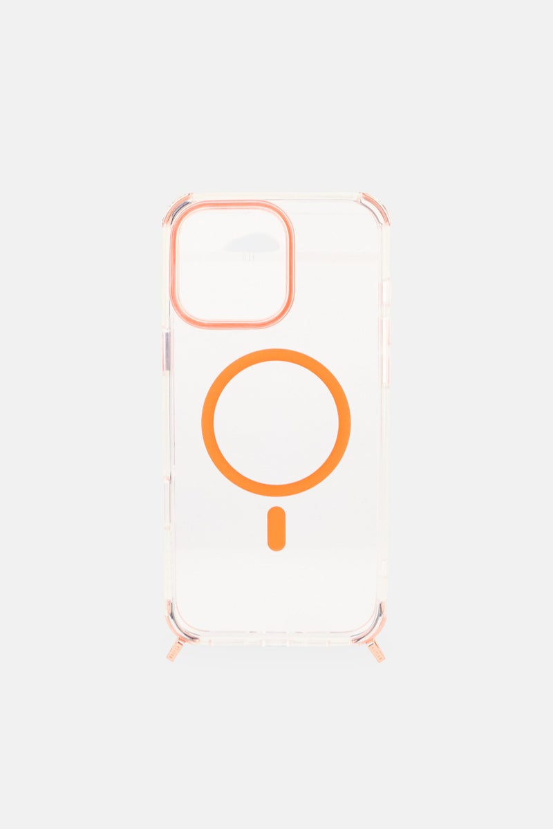 LEVELO iPhone 16 Pro Max Celeste With Crossbody Strap Phone Case, Orange - Image 3