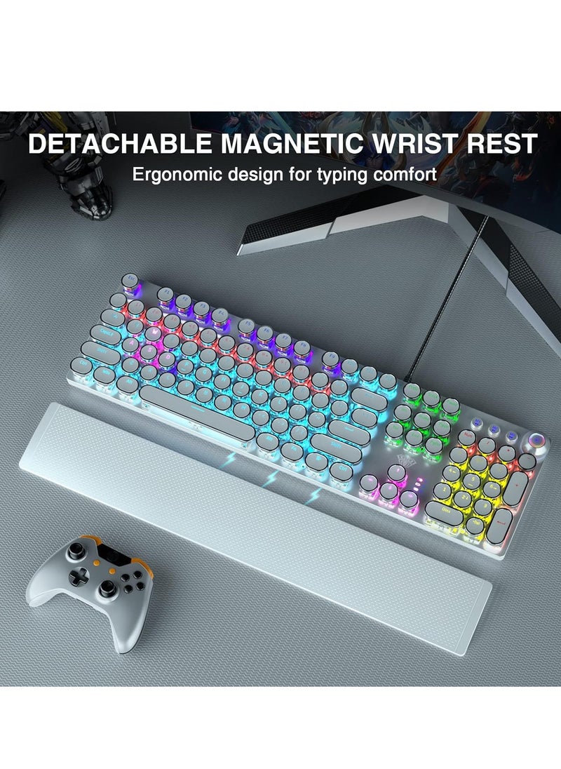 Mechanical Gaming Keyboard NKRO with Wrist Rest RGB Backlit Volume/Lighting Control Knob Fully Programmable 108-Keys Anti-Ghosting Wired Computer Keyboards for Office/Games, Blue Switch - pzsku/ZB82E681FF6D38348EAE3Z/45/_/1713945613/575d1f34-89dc-4538-858c-cb4a7d3e390e