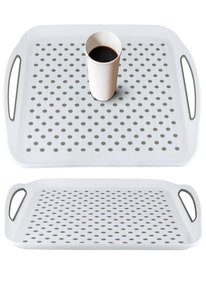 MDLUU Large Non-Slip Serving Tray with Handles, Food Serving Platter, Set of 2, White - Image 1
