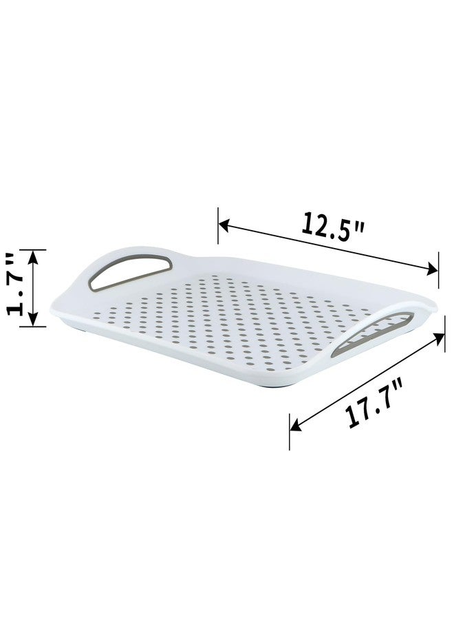 MDLUU Large Non-Slip Serving Tray with Handles, Food Serving Platter, Set of 2, White - Image 3