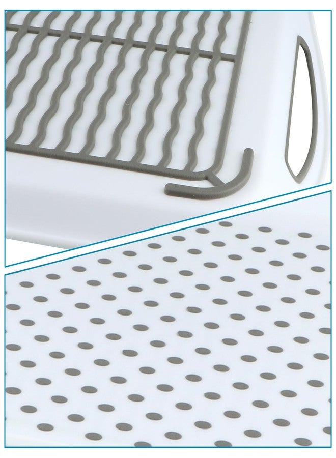 MDLUU Large Non-Slip Serving Tray with Handles, Food Serving Platter, Set of 2, White - Image 4