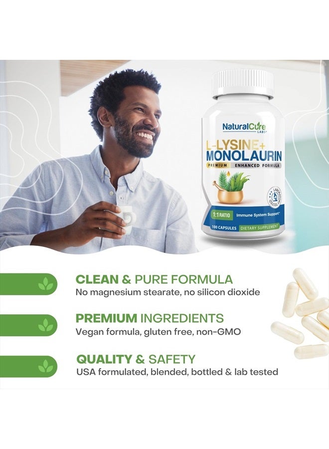 L-Lysine + Monolaurin 600mg 1:1 Ratio, 100 Capsules