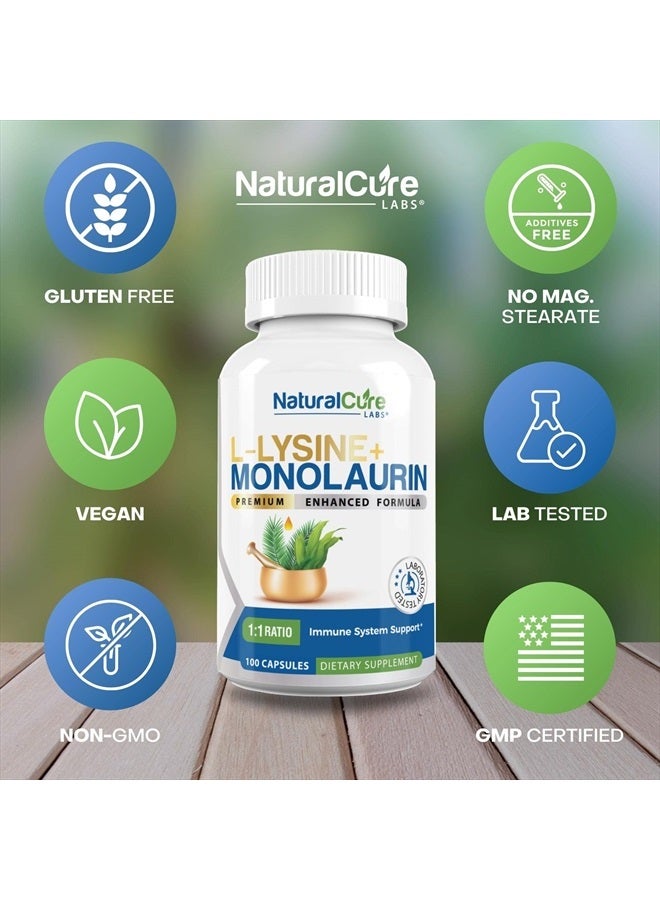 L-Lysine + Monolaurin 600mg 1:1 Ratio, 100 Capsules