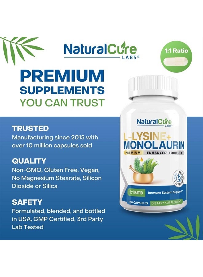 L-Lysine + Monolaurin 600mg 1:1 Ratio, 100 Capsules
