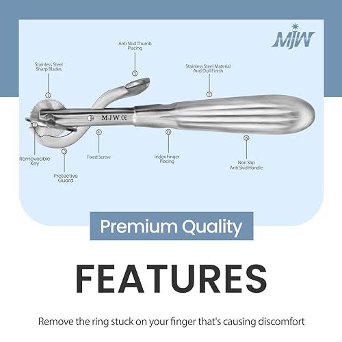MJW Finger Ring Cutter with 2 Replacement Blades - Stainless Steel Emergency Jewelry Cutting Tool Ideal First Aid instrument, EMT Ring Remover Tool with Finger Protection - Image 5