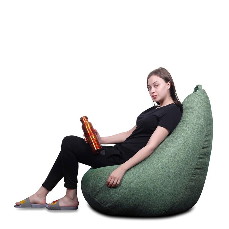 Generic Alfanso ORGANIX Collection Classic Bean Bag Jumbo SAC Size Green Color in Organic Jute Fabric Cover Only - Image 2
