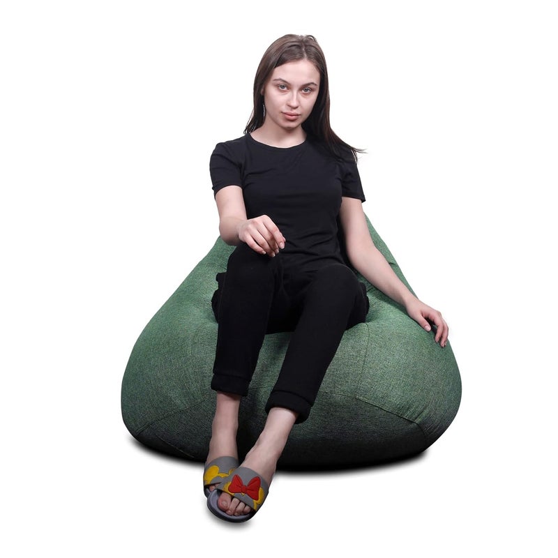 Generic Alfanso ORGANIX Collection Classic Bean Bag Jumbo SAC Size Green Color in Organic Jute Fabric Cover Only - Image 4