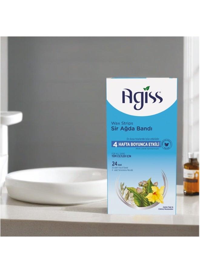Agiss Wax Strips Kit for All Type Skin – 24 Pcs Cold Wax Strips Set with Face, Body & Bikini Strips + Cleaning Wipes – Long-Lasting Hair Removal up to 4 Weeks – Hypoallergenic & Dermatologically Tested - Image 4