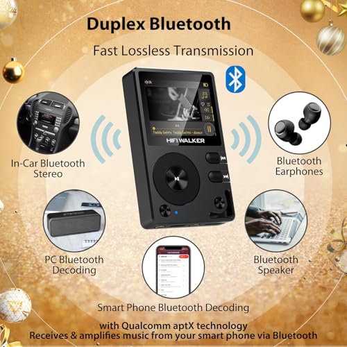 HIFI WALKER H2 HiFi MP3 Player with Bluetooth, Lossless DSD DAC Flac, High Resolution Music Player, Portable Audio Player with 64 GB Memory Card, Supports up to 512GB - Image 3