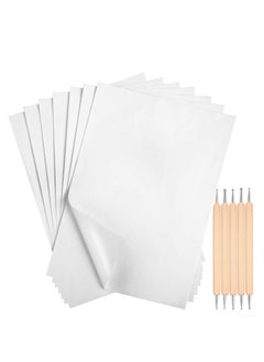KASTWAVE 105 Pieces White Carbon Transfer Paper 11.7 x 8.3 Inch Tracing Paper Carbon Graphite Copy Paper with Embossing Stylus Tracing Stylus Dotting Tools for Cloth Fabric Paper Wood  - Image 1