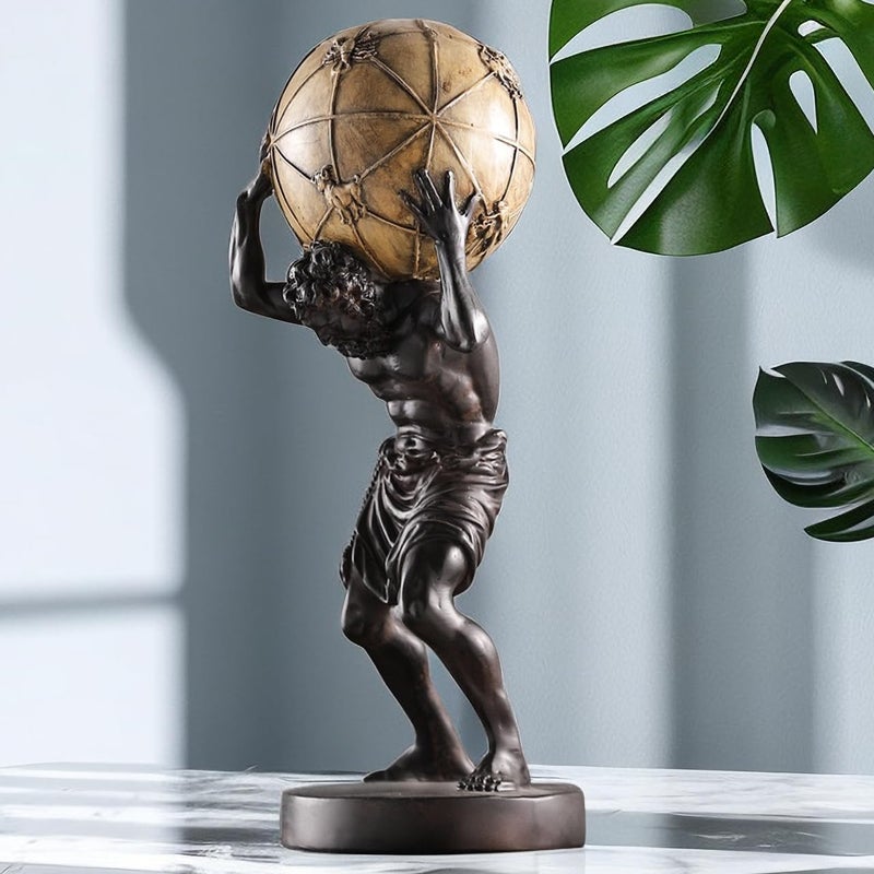 SHTWX 16.5 Inch Greek Atlas Holding World Statue Sculpture Figurine Home Office Living Room Desktop Display Decor Decorative Decoration Large - Image 1