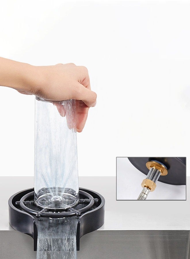 Hanayo Glass Rinser Automatic Cup Washer for Kitchen Sinks Fast Cleaning Cup Washer for Home Kitchen Bar Coffee Shop(Black) - Image 4