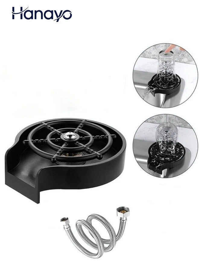 Hanayo Glass Rinser Automatic Cup Washer for Kitchen Sinks Fast Cleaning Cup Washer for Home Kitchen Bar Coffee Shop(Black) - Image 1