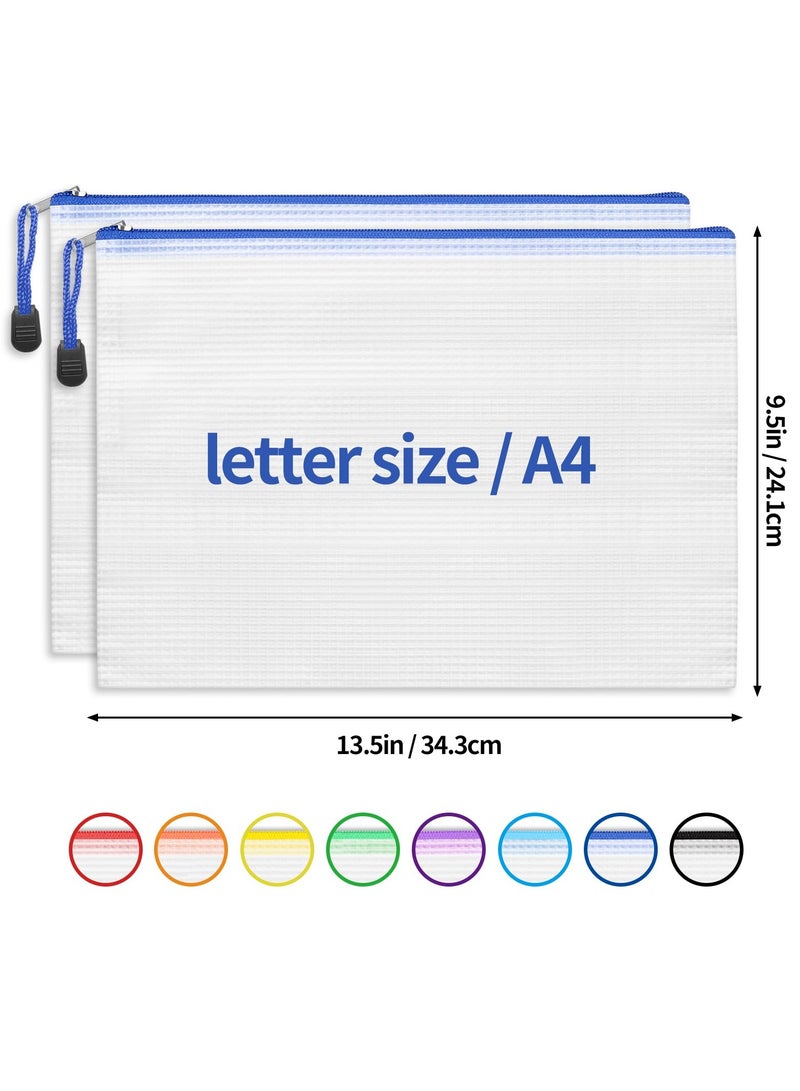 Generic 12pcs Mesh Zipper Pouch Bags, A4 Zipper Bags for Organizing Storage, Waterproof Zipper Pouches, Letter Size, File Bags for School, Toys, Puzzle, Board Games and Office Supplies  - Image 2