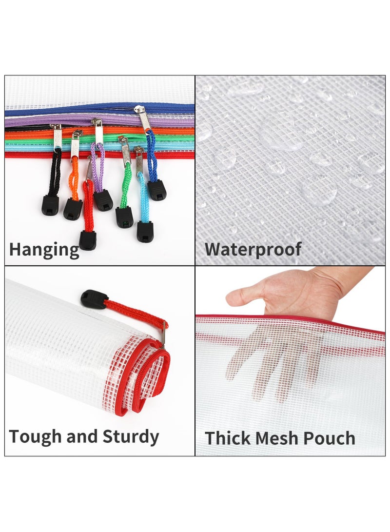 Generic 12pcs Mesh Zipper Pouch Bags, A4 Zipper Bags for Organizing Storage, Waterproof Zipper Pouches, Letter Size, File Bags for School, Toys, Puzzle, Board Games and Office Supplies  - Image 3
