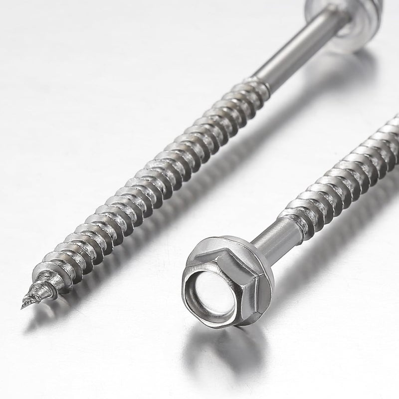 Wensilon Store (130Pcs)#10x1-1/2 Self-Tapping Screws for Wood 410 Stainless Steel Hexagon Head Quick Tapping - Image 3