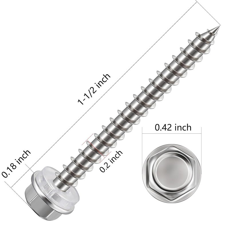 Wensilon Store (130Pcs)#10x1-1/2 Self-Tapping Screws for Wood 410 Stainless Steel Hexagon Head Quick Tapping - Image 2