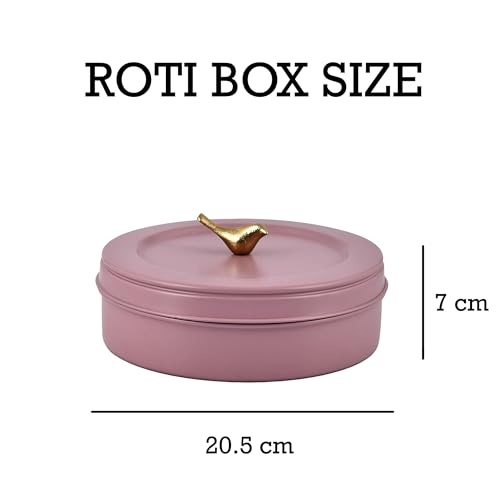 Elan Tight Lid Stainless Steel Casted Bird | Storage Box for Roti/Papad/Chapati | Multipurpose Dabba with Tight Lid | Roti Server (Casserole, Mauve) - Image 2