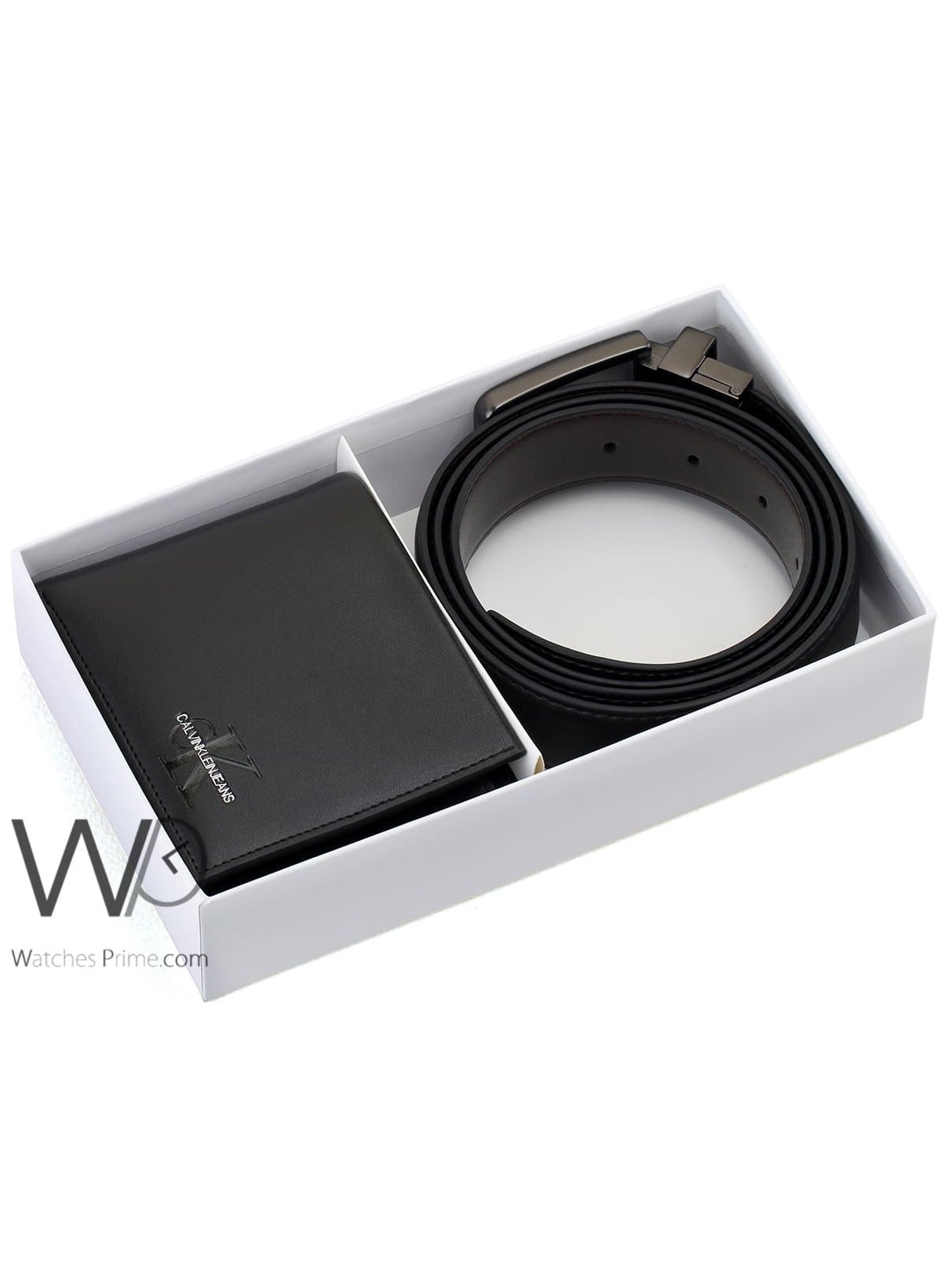 Calvin Klein Men's Black Leather Wallet & Belt Gift Set Ck Box