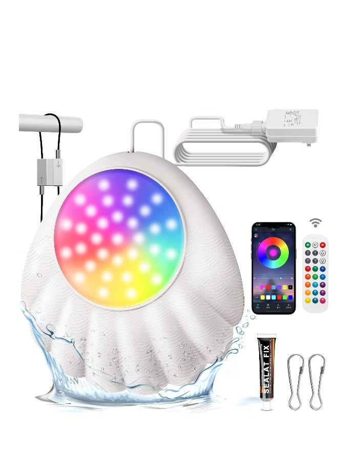 أضواء حوض السباحة مع تحكم عبر التطبيق، أضواء LED قابلة للغمر، أضواء بركة، أضواء بمقاومة للماء IP68، 16 مليون لون، مزامنة مع الموسيقى، أضواء حوض سباحة ذكية 12 فولت لحمامات السباحة المدمجة والمرفوعة، - Image 1