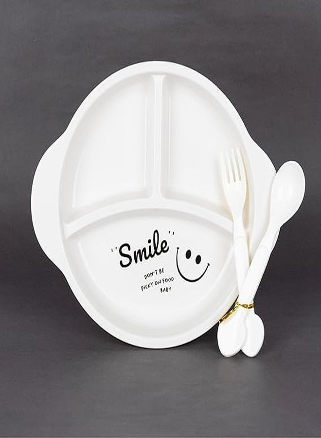 KRESHU Children Feeding Dishes Kids Dishes| Customize Eco-Friendly Children Kids Lunch Food | Baby Eating Food Grade Bpa Free Plastic Separation Feeding Tray (Smile Food Dish) - Image 1