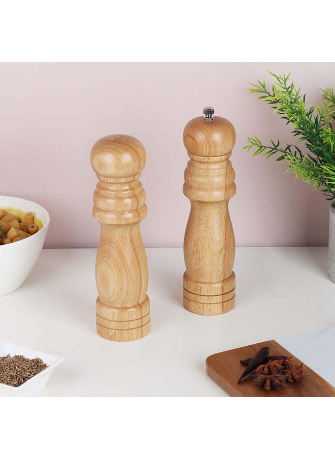 Loretta Loretta Pepper Mills & Salt Shakers Set Rubber Wood Natural Rubber Wood Whole Pepper Corn And Salt Kitchen Grinder Suitable For Home And Restaurant L5Xw5Xh20.5Cm - Clear 