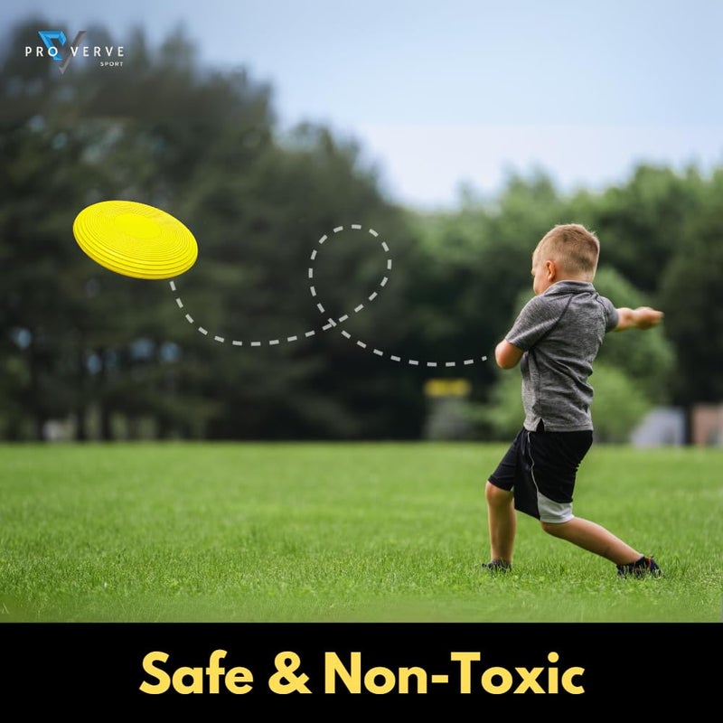 PROVERVE Rubber Frisbee for Kids & Adults, Safe and Unbreakable Flying Disc Frisbee Toy for Adults Picnic Game, Frisbee Disc Throw Sports Equipment for Indoor/Outdoor Games (Yellow) - Image 4