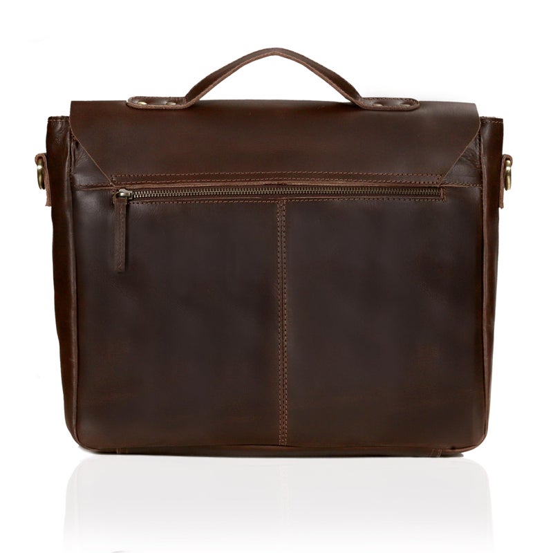 CREATIVE LEATHER ART Unisex Brown Leather Messenger Bag - 14.5" x 11" x 4", Fits 15" Laptop, Pebbled Leather, Adjustable Strap, Ideal for Daily Use & Travel - Image 5