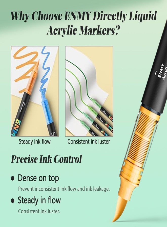 ENMY أقلام طلاء أكريليك ENMY بـ 80 لون، قلم طلاء أكريليك سائل مباشر، أقلام قماش للمنسوجات، قماش، صخور، زجاج، خشب، ورق، DIY، أقلام تلوين أكريليك لمستلزمات الحرف اليدوية - Image 4