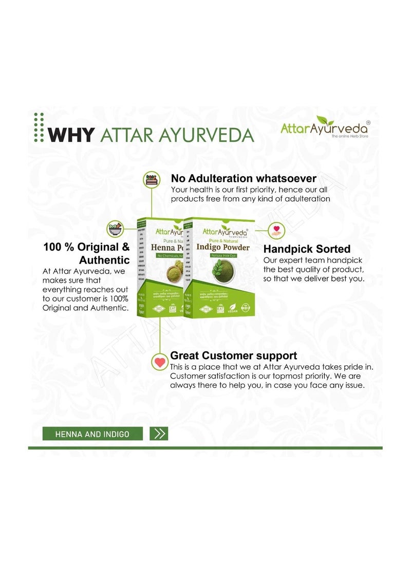 ATTAR AYURVEDA Natural Dye for Black Hair  (Henna Leaves powder + Indigo leaves powder combo pack) (200 grams + 200 grams = 400 grams total)  - Image 3