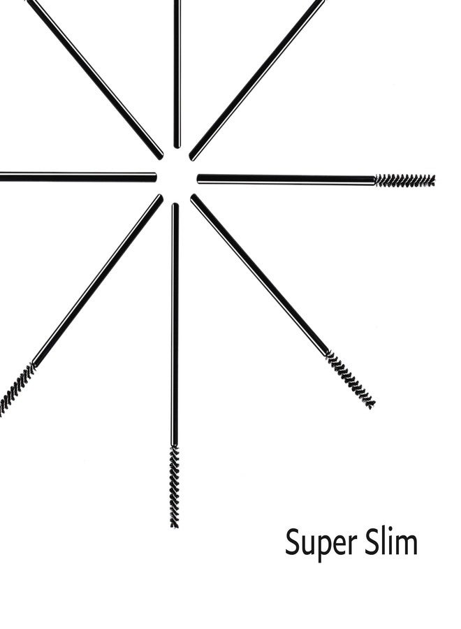 SenRocc Mini Disposable Skinny Mascara Wands 50pcs Micro Eyelash Brush Small Makeup Brush Applicators Eyebrow Spoolies (Skinny-P-Black-50-CA) - Image 5