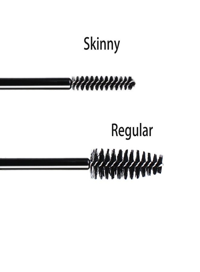 SenRocc Mini Disposable Skinny Mascara Wands 50pcs Micro Eyelash Brush Small Makeup Brush Applicators Eyebrow Spoolies (Skinny-P-Black-50-CA) - Image 2
