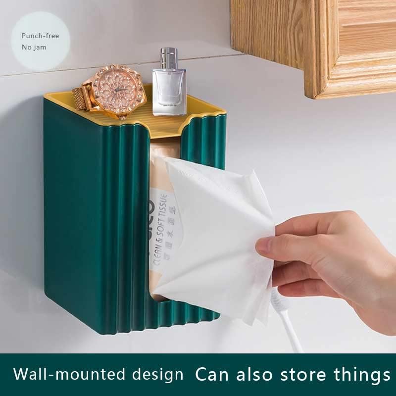 BeFunky Facial Tissue Cover Box Punch Free Wall Mounted Bathroom Holder for Vanity, Countertops, Desk, Office (Green) - Image 3