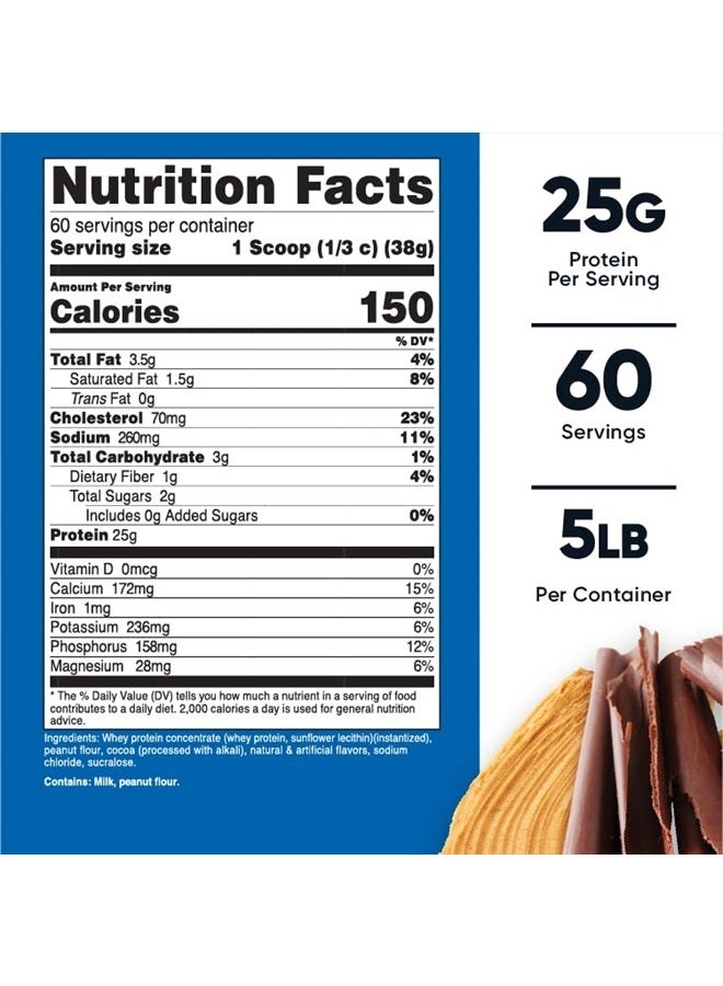 Nutricost مسحوق بروتين مصل اللبن بنكهة الشوكولاتة وزبدة الفول السوداني 5 أرطال - خالي من الجلوتين وغير معدّل وراثيًا - Image 4