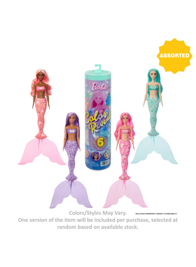 Barbie دمية باربي كولور ريفيل سلسلة حورية البحر ومجموعة الإكسسوارات مع 6 مفاجآت (متنوعة) - Image 1
