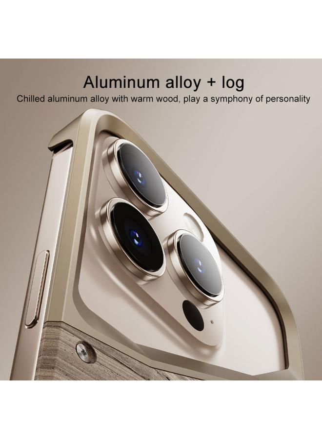 S-TOP Case For iPhone 15 Pro Aluminum Alloy Solid Wood Frameless Hollow Metal Phone Case - Image 3