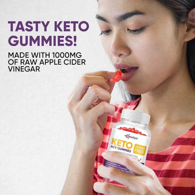 KetoZest Keto Acv Gummies for Advanced Weight Loss  Belly Fat Burn  Pro Active Super Apple Cider Vinegar Gummies  Rapid Fat Burner Diet Supplement for Women Men  Sugar Free  Gluten Free 1000MG - Image 5