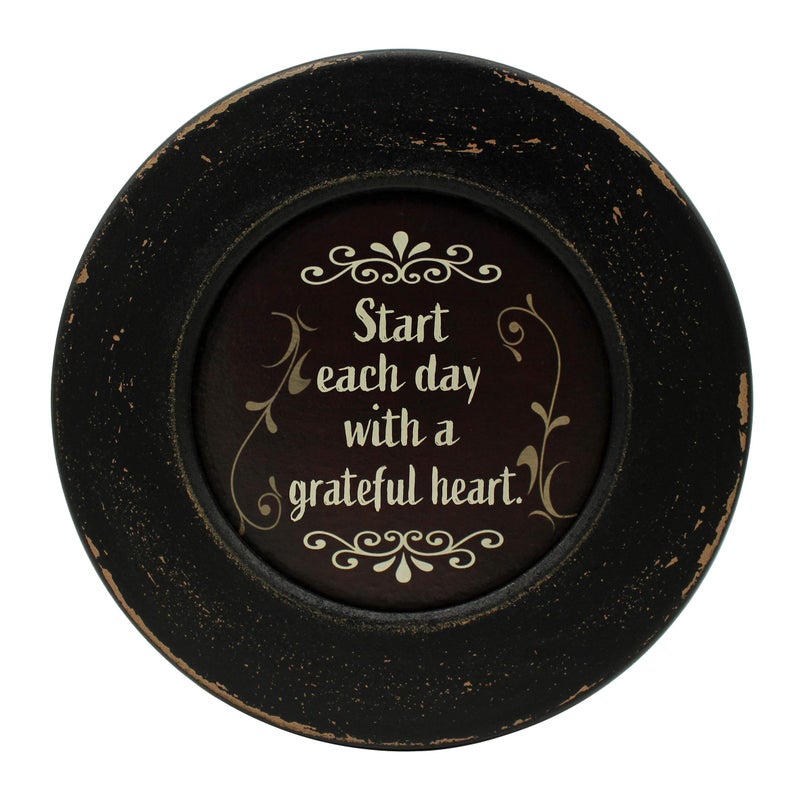 CVHOMEDECO Primitives Start with Grateful Wood Decorative Plate Display Wooden Plate Home Dcor Art 1034 Inch