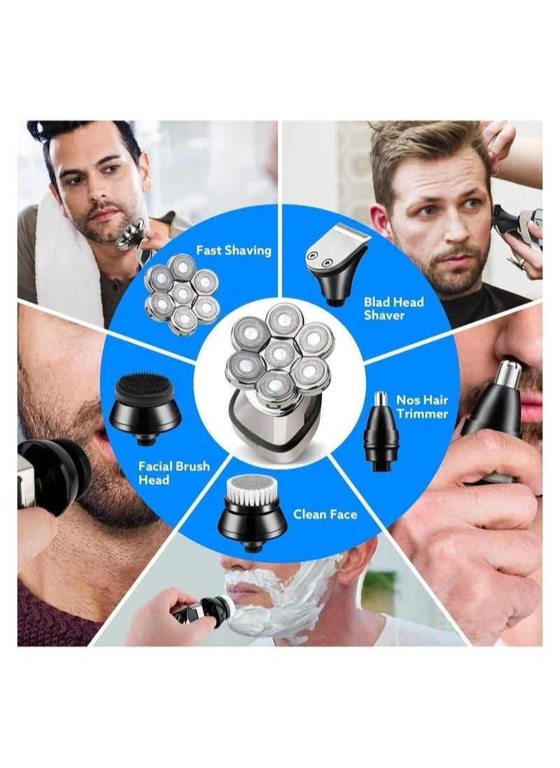 Generic - Electric Head Shavers for Bald Men, 7D 5-in-1 DMG Bald Head Shavers for Men, Mens Grooming Kit, Electric Razor ​Wet and Dry Cordless USB Rechargeable Waterproof, Rotary Shavers LED Display - Image 1