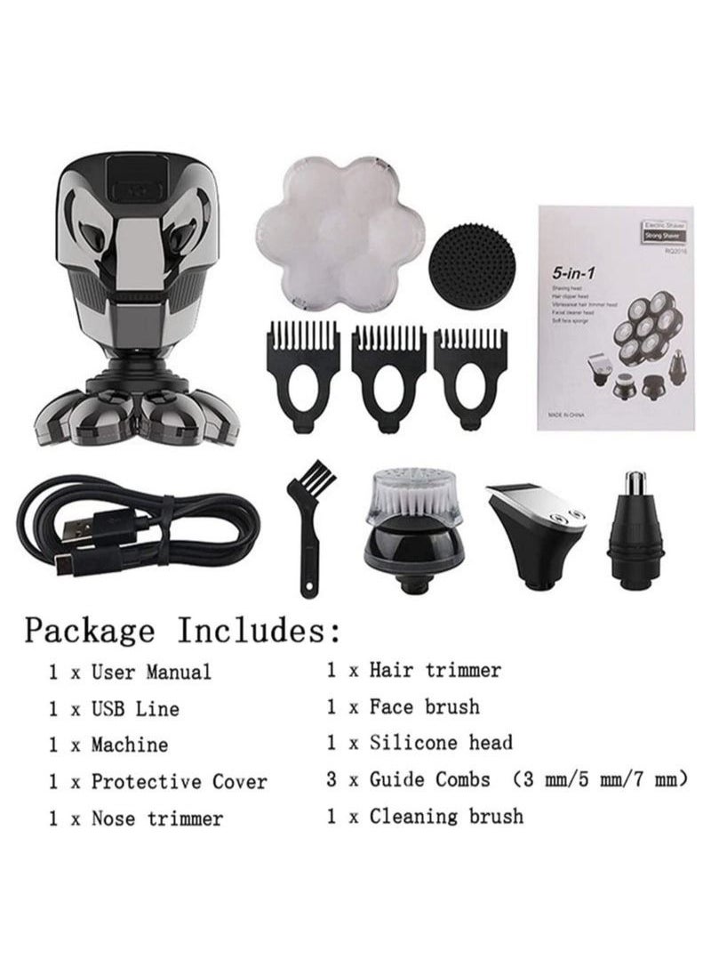 Generic - Electric Head Shavers for Bald Men, 7D 5-in-1 DMG Bald Head Shavers for Men, Mens Grooming Kit, Electric Razor ​Wet and Dry Cordless USB Rechargeable Waterproof, Rotary Shavers LED Display - Image 1