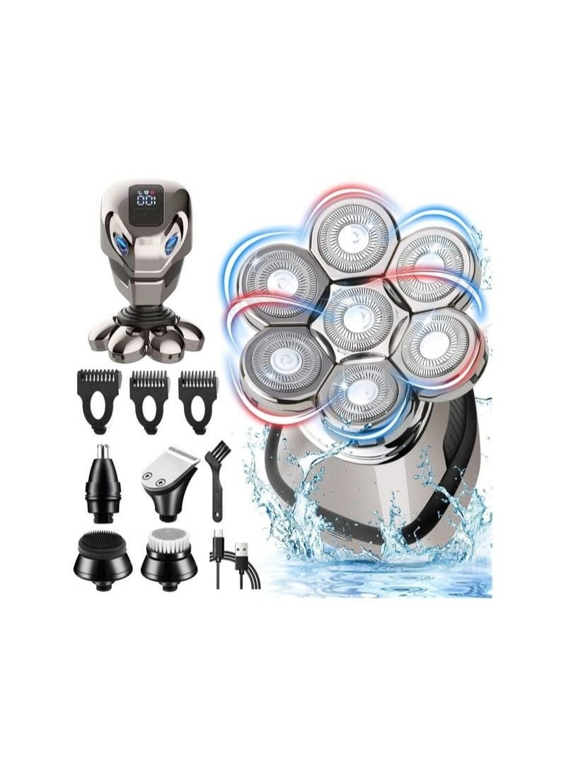 Generic - Electric Head Shavers for Bald Men, 7D 5-in-1 DMG Bald Head Shavers for Men, Mens Grooming Kit, Electric Razor ​Wet and Dry Cordless USB Rechargeable Waterproof, Rotary Shavers LED Display - Image 1