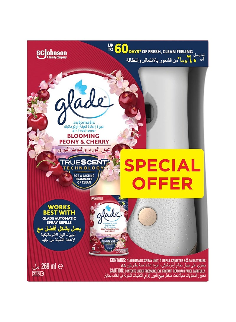 Glade Automatic Spray Holder With Blooming Peony And Cherry Air Freshener - Image 1