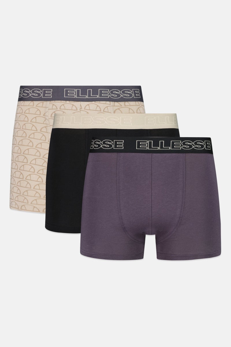 Ellesse Men 3 Pieces Brand Logo Trunks, Multicolor - Image 1