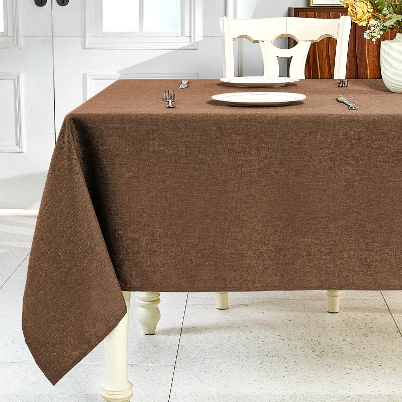 IVAPUPU Textured Linen Table Cloth for Rectangle Tables - Coffee Tablecloths Rectangular Waterproof Wrinkle Free Wipeable Dining Table Cover for Spring Wedding Birthday Kitchen Decor, 52 x 70 Inch - Image 1