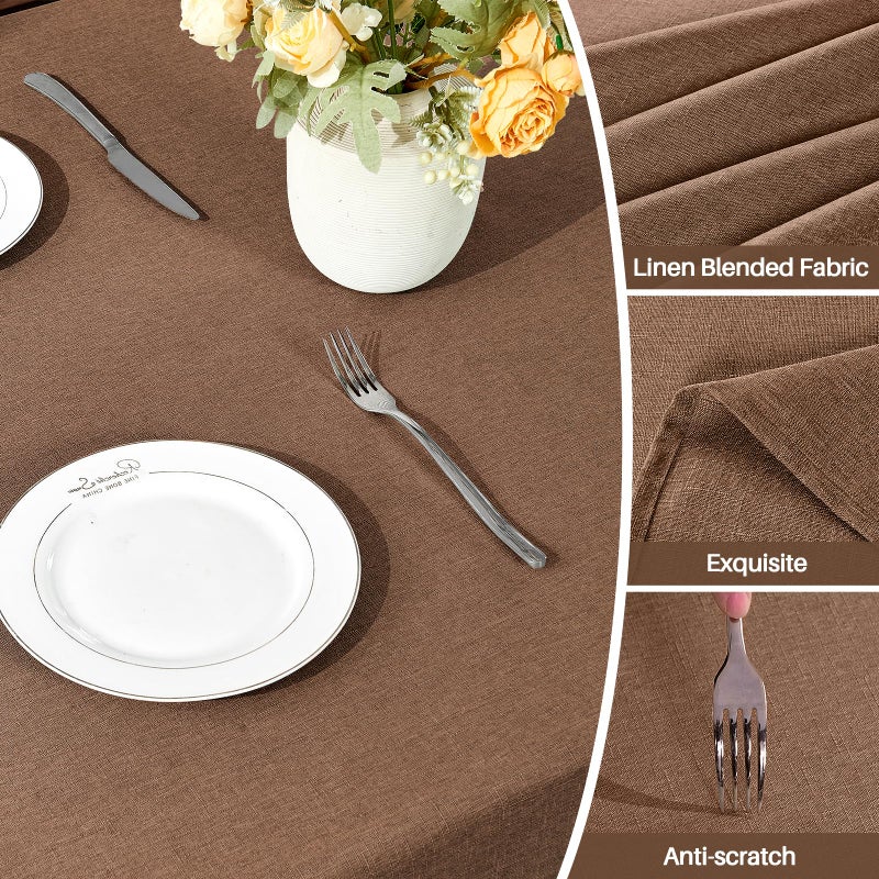 IVAPUPU Textured Linen Table Cloth for Rectangle Tables - Coffee Tablecloths Rectangular Waterproof Wrinkle Free Wipeable Dining Table Cover for Spring Wedding Birthday Kitchen Decor, 52 x 70 Inch - Image 3