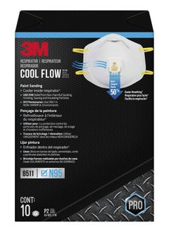 3M 3M N95 Respirator 8511, Cool Flow Valve, 10 Pack, NIOSH-APPROVED, Advanced Filter Media For Easy Breathing, Comfortable For Long Periods Of Wear, Helps Filter Pollen, Mold Spores & Dust (8511PB1-A-PS)  - Image 1