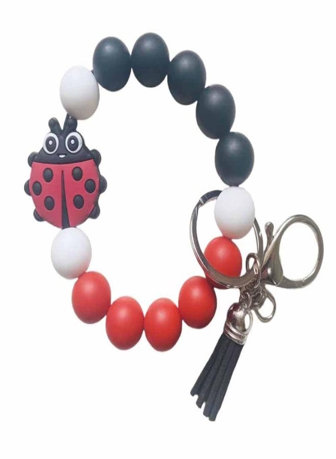 Lemua Ladybug Wristlet Keychain Ladybug Gifts for Women Girls Silicone Keychain Bracelet Red - Image 1